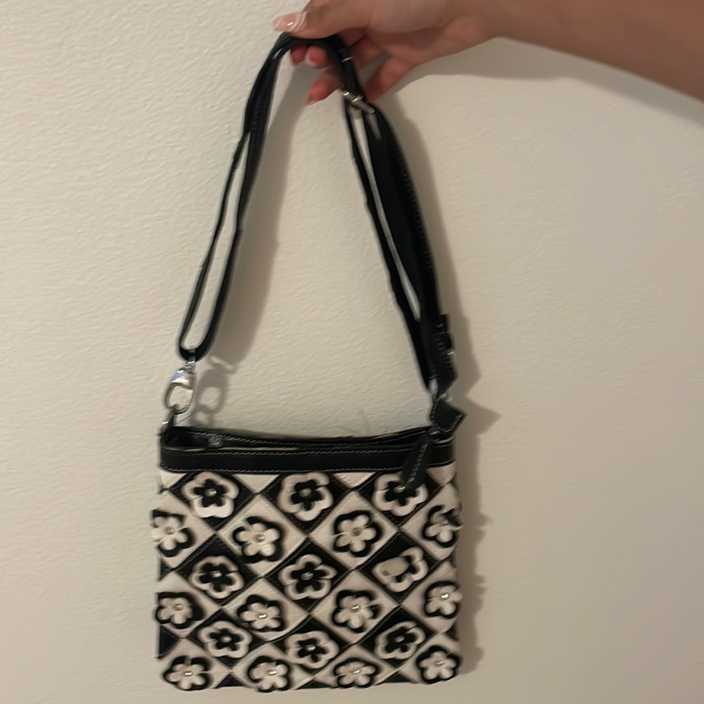 Black bag with flowers